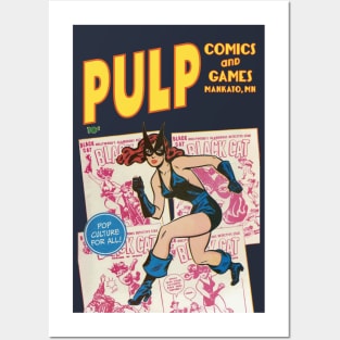 Pulp Black Cat Collage Posters and Art